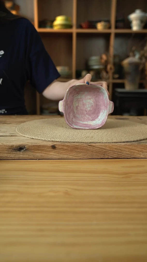 紫色系列的双耳四方碟1个