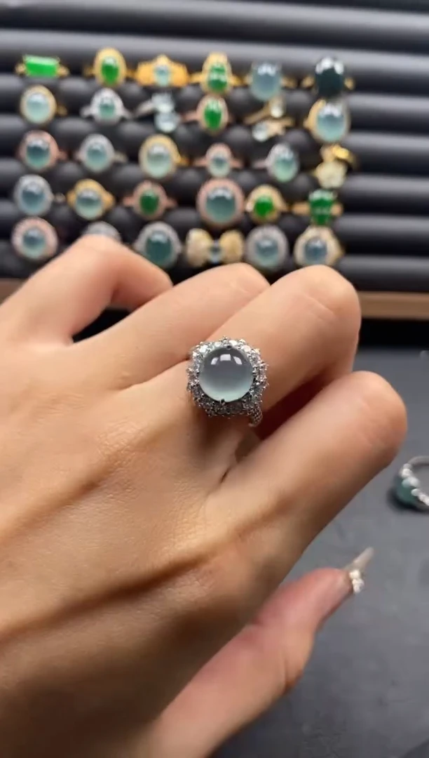 银S925镶嵌戒指翡翠51151