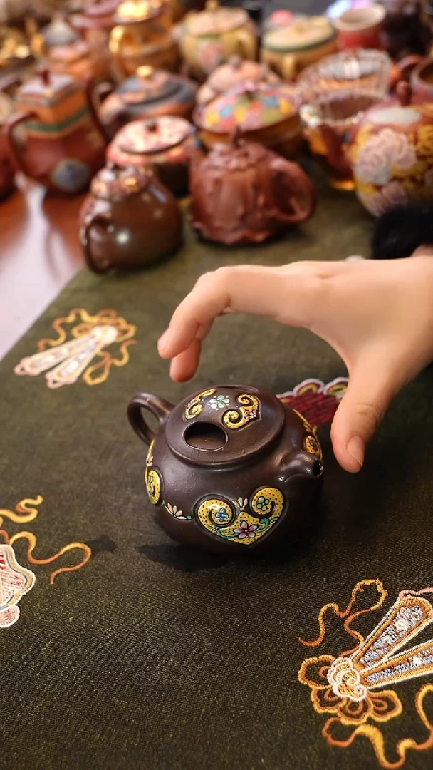 茶壶紫砂珐琅如意牛盖