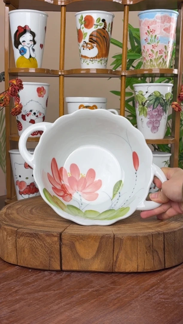 景德镇手绘釉中彩（食品级）双耳汤锅