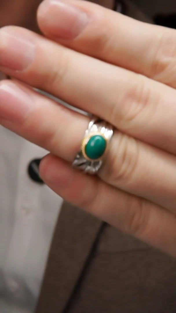 足银镶嵌绿松石戒指戒指
