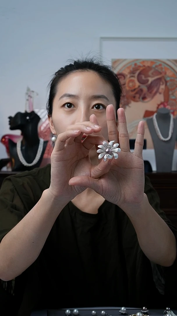 银S925镶嵌发饰淡水珍珠紫珠胸针10-11 吸扣款