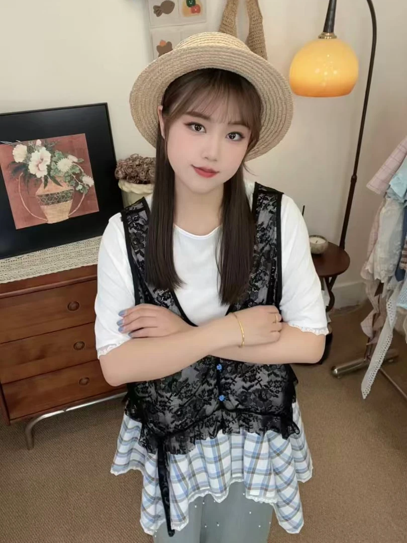 上衣500~700夏季森系百搭宽松重工刺绣日系简约穿搭显瘦两件套女