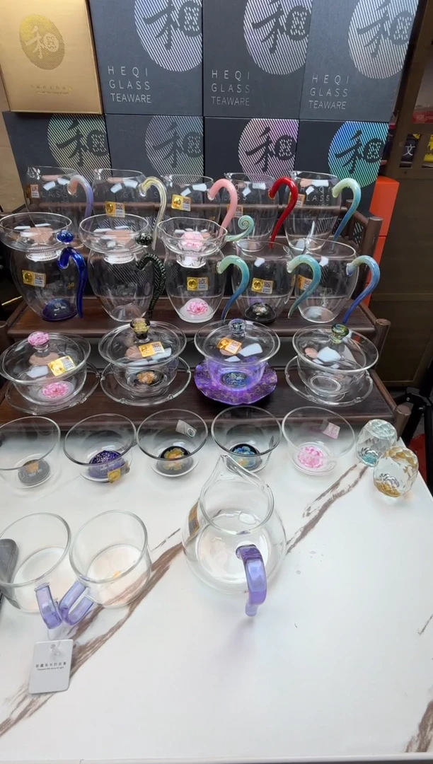 禾器【晶悦茶海+2个清禾杯紫色】高硼硅