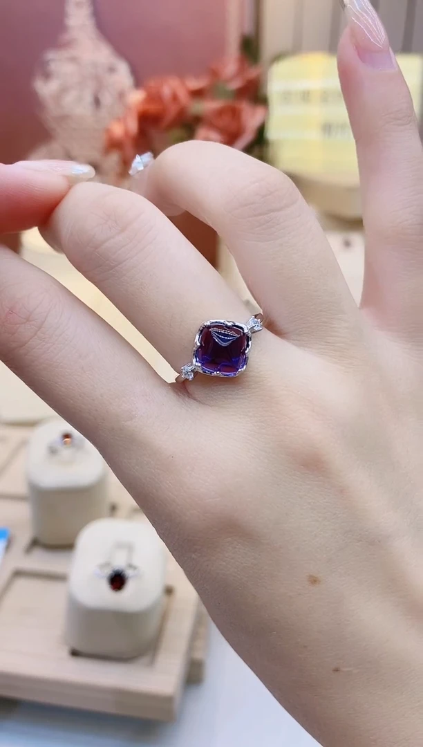 【闪购商品】紫晶戒指银S925镶嵌紫水晶