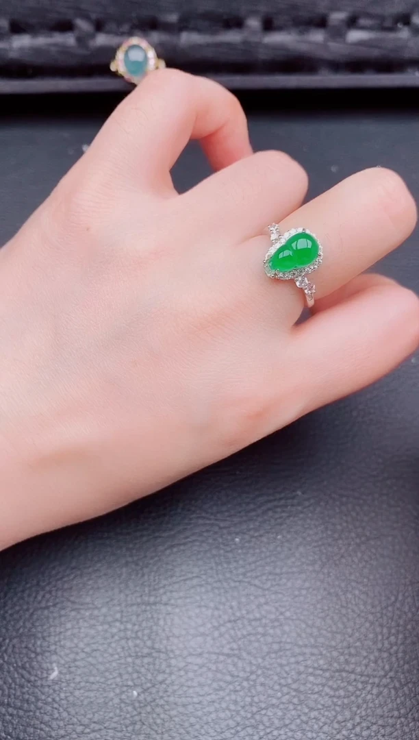 【闪购商品】翡翠戒指银S925镶嵌天然a货翡翠349