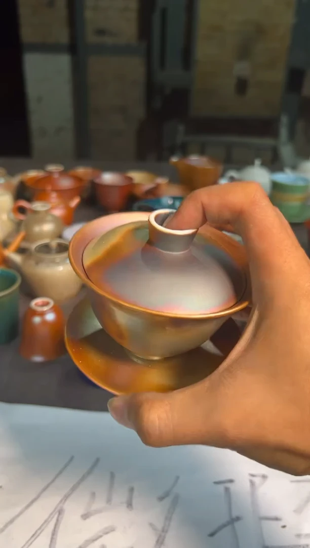 杯100柴房陶瓷原创微瑕盖碗