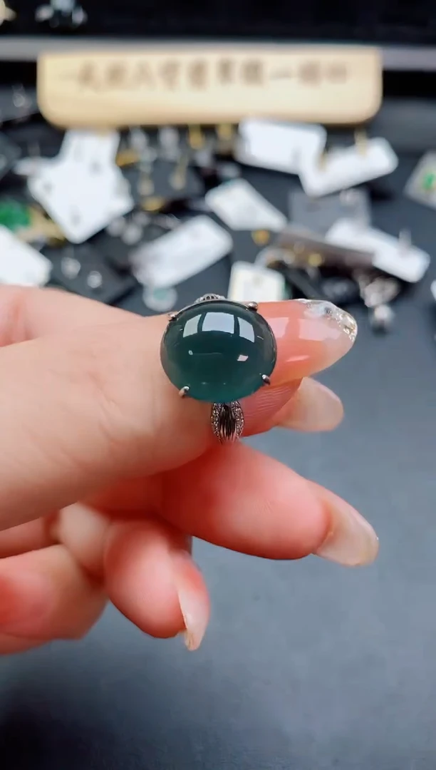 银S925镶嵌戒指翡翠1