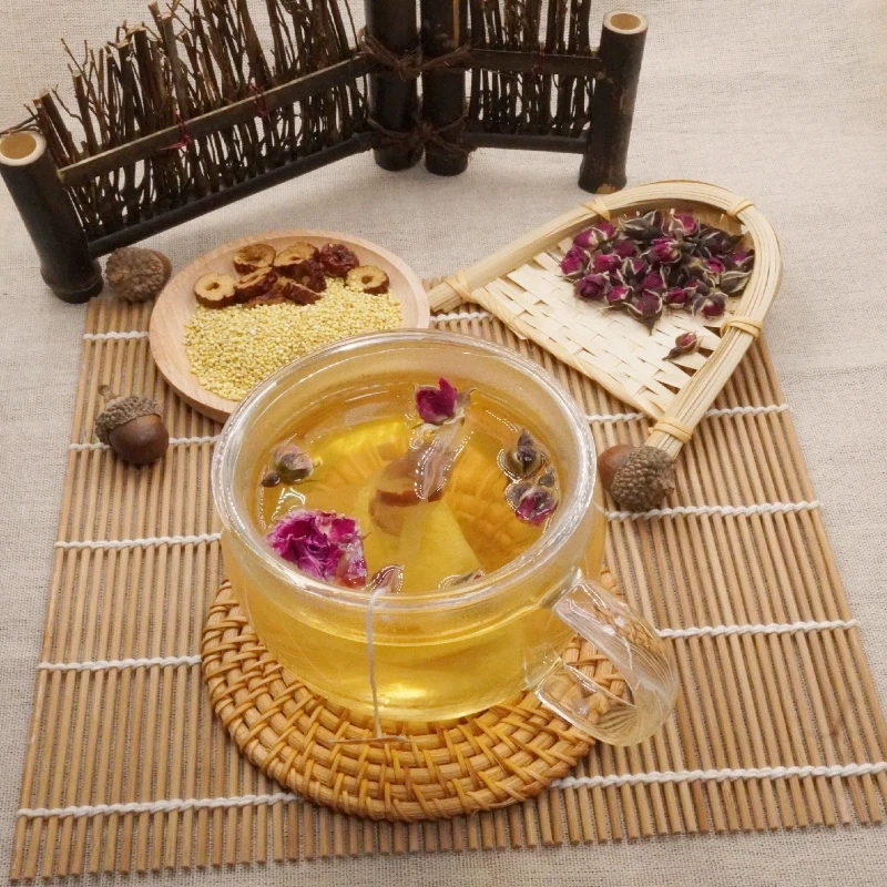 山西小米姜丝玫瑰茶红枣泡水喝焦二仙祛炒麦湿寒手工茶