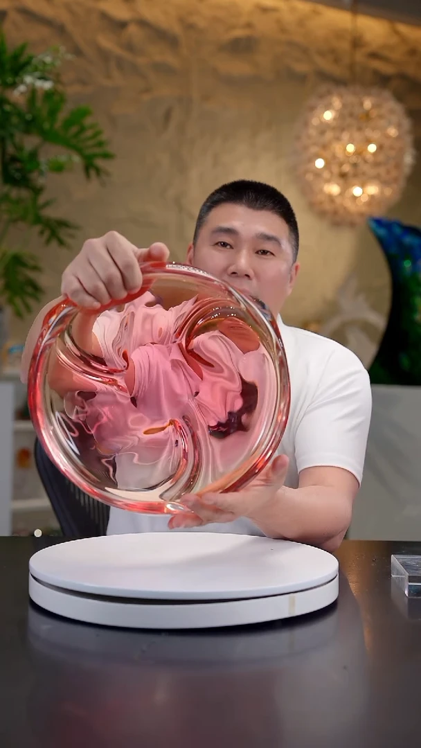 摆件金红琥珀色果盘