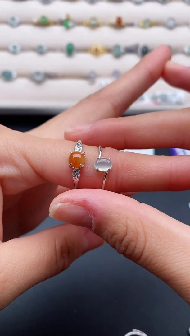 银S925镶嵌戒指翡翠2222222+5