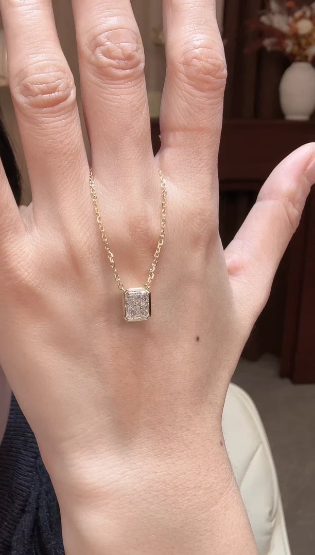 18K金镶嵌颈饰实验室培育钻石2卡雷迪恩项链k黄