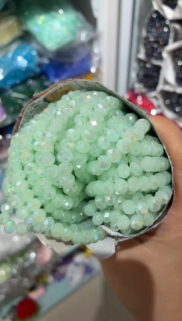 玻璃30165卡6水晶扁10条AB彩蒂芙尼绿