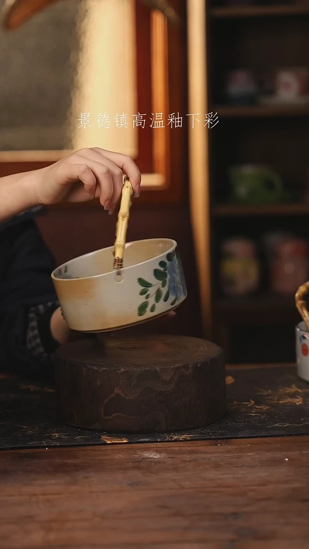 陶瓷景德镇高温釉下手绘陶瓷@L834@