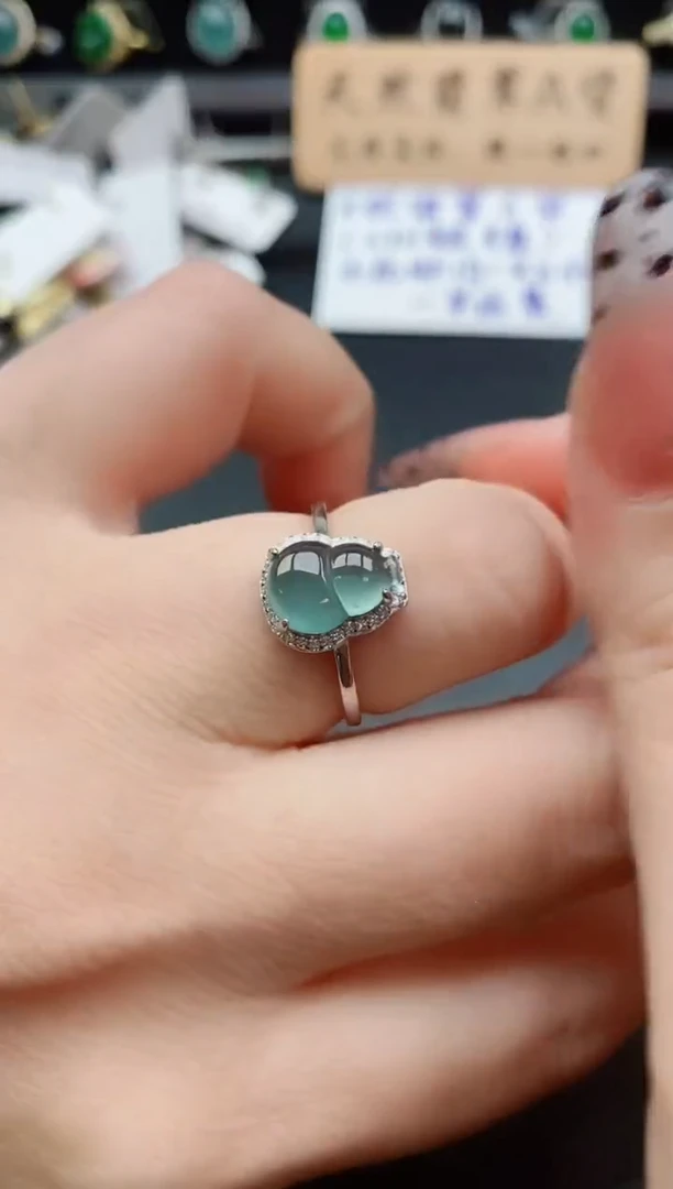银S925镶嵌戒指翡翠1