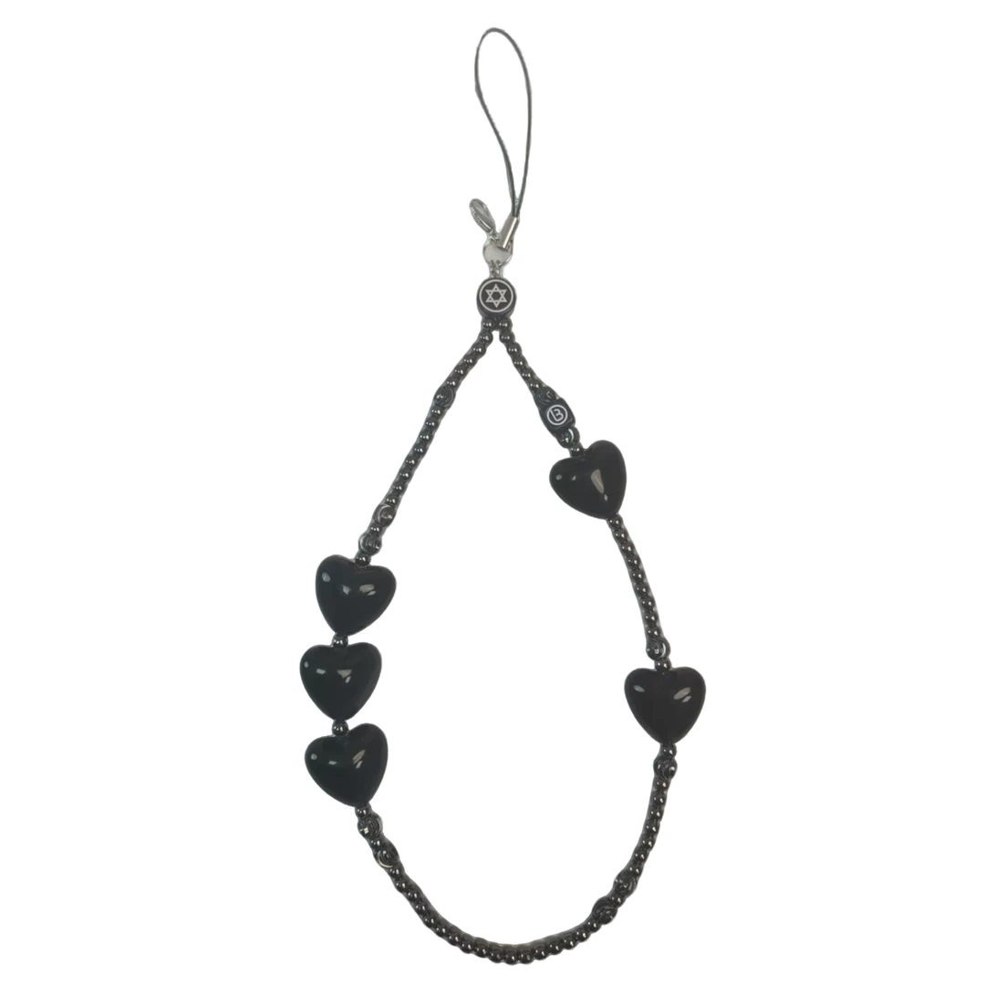 【黑爱心】手机链手工C女款通用短款手提防丢创意钥匙扣ins个性