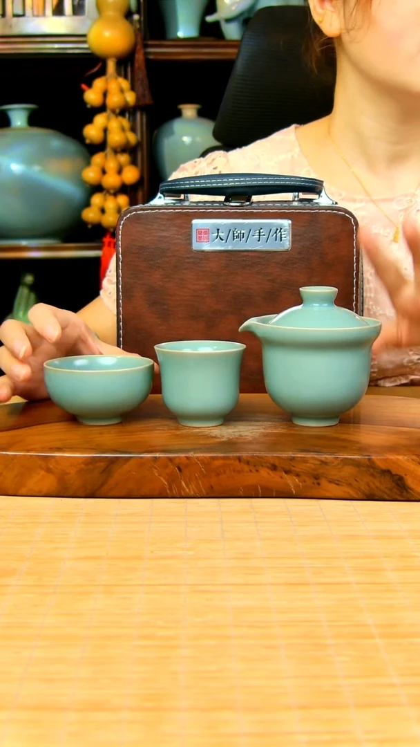 仿古釉小满快客手抓壶套装