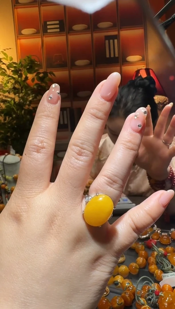 蜜蜡颈饰银S925镶嵌6152天然蜜蜡珠宝奇石全都保真