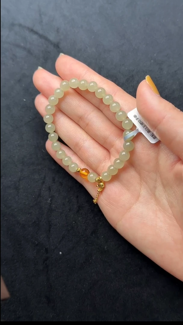 颈饰未镶嵌和田玉050-星虹-青白玉手串--SP0009-1218