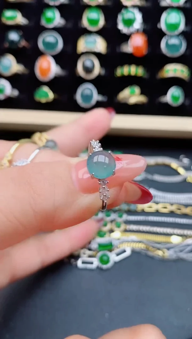 【闪购商品】翡翠戒指银S925镶嵌5850