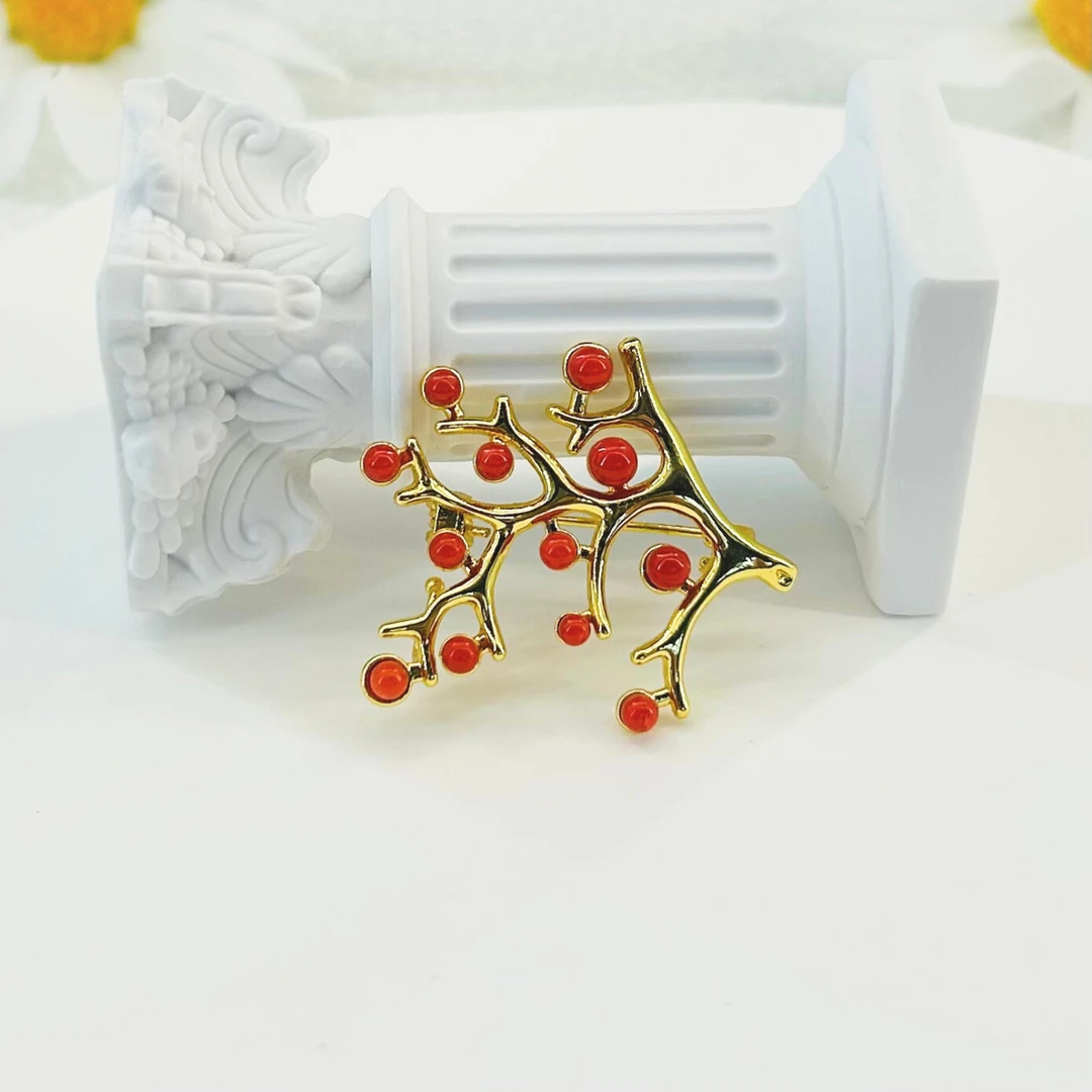 【何姐优选】珊瑚胸针 珊瑚约2-3.5mm XQ0004 多样性发货