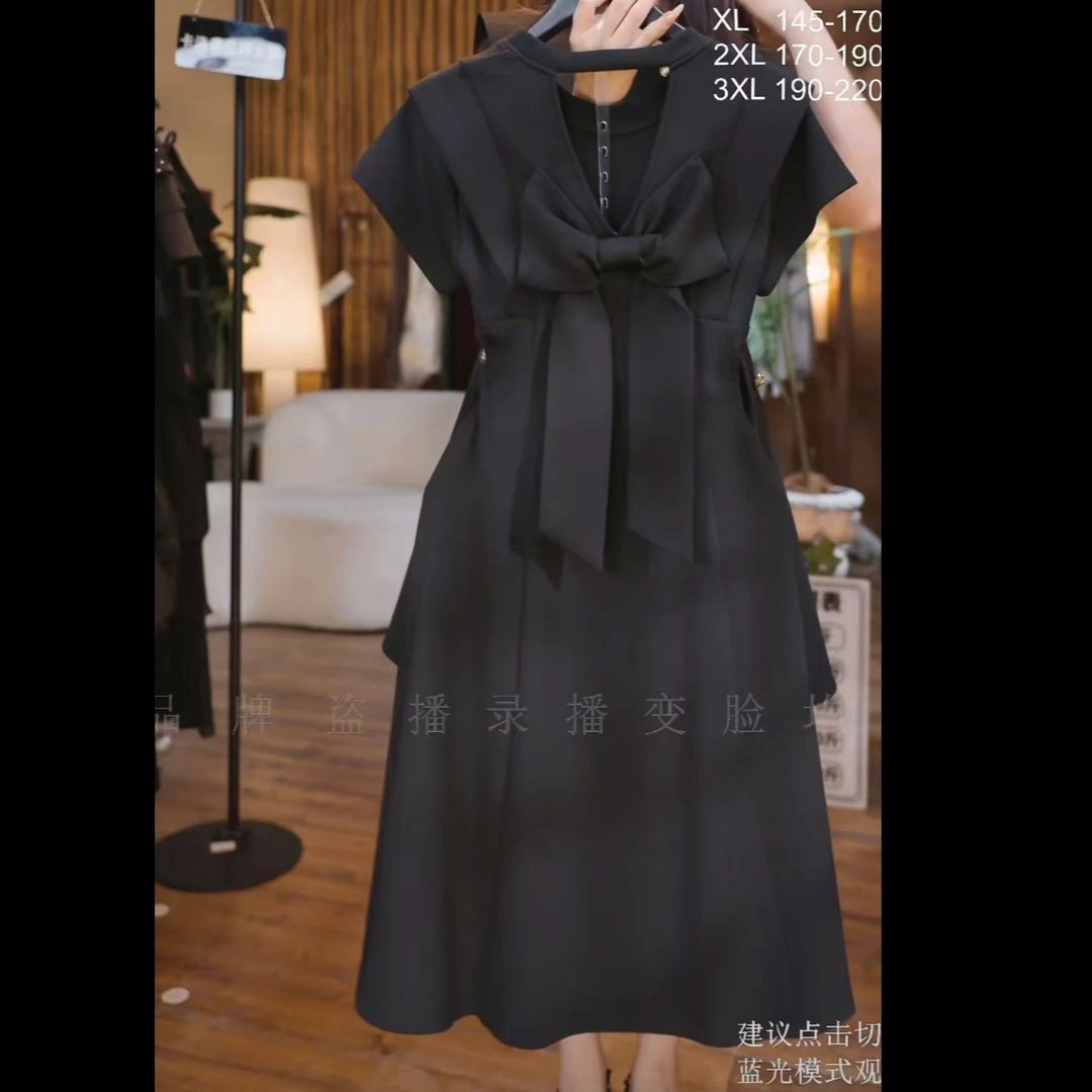 【原创大码设计师款女装】2025新款圆领收腰简约大码连衣裙K3153