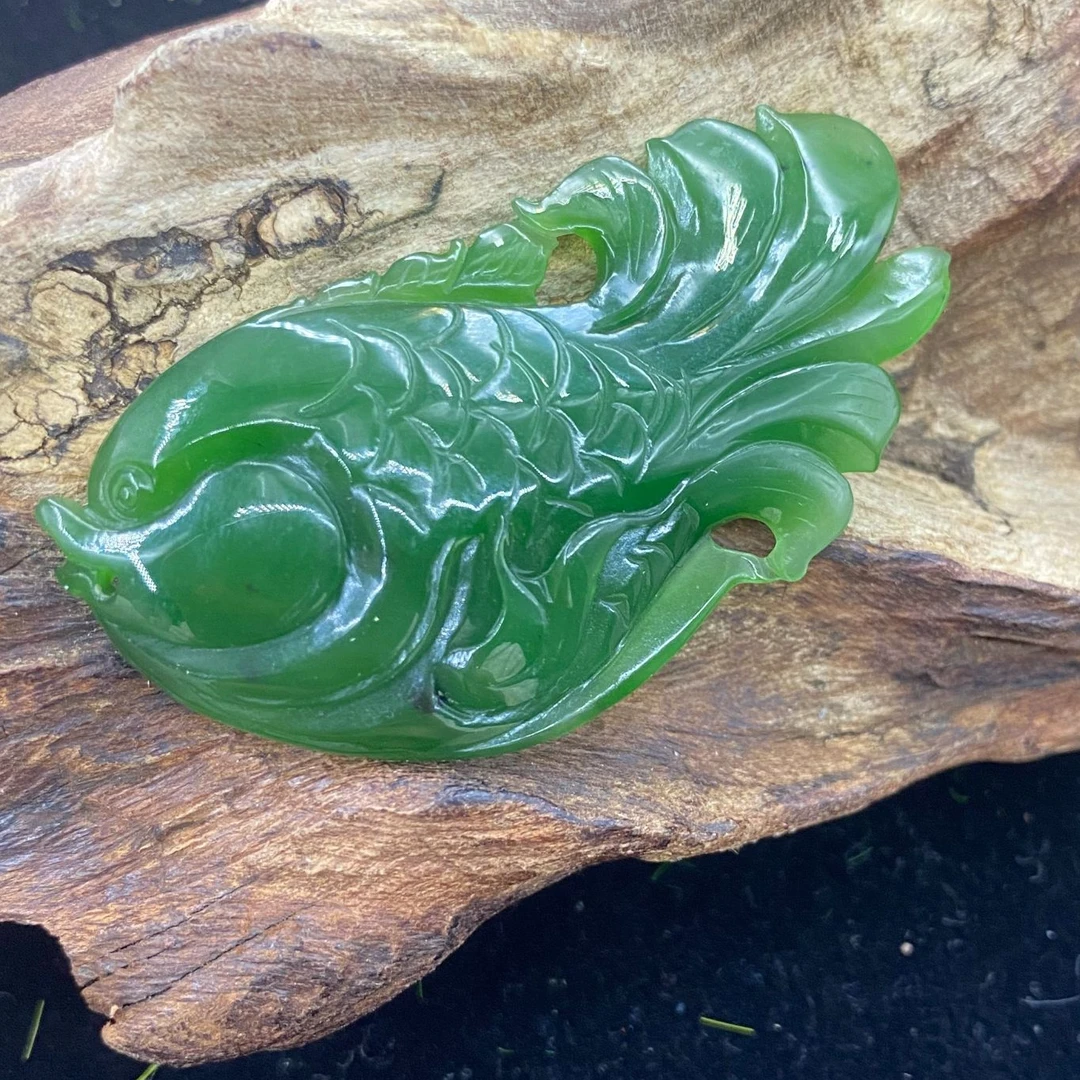 和田玉锦鲤吊坠【小北质检】ZJH65Z7多样性发一52*26*10