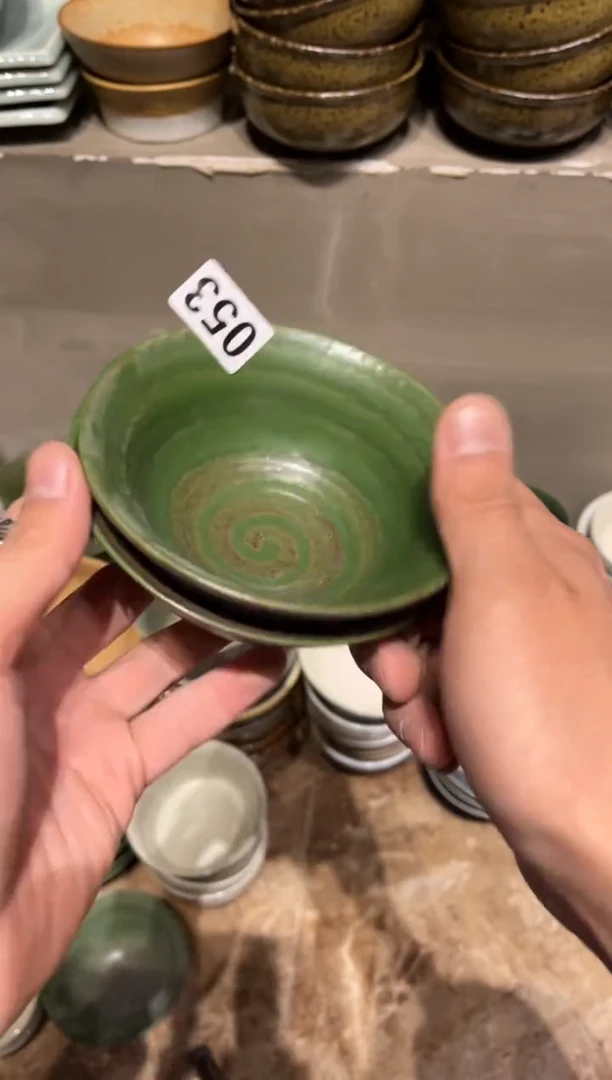 【闪购商品】瓷片53  绿色龙纹小碗2个