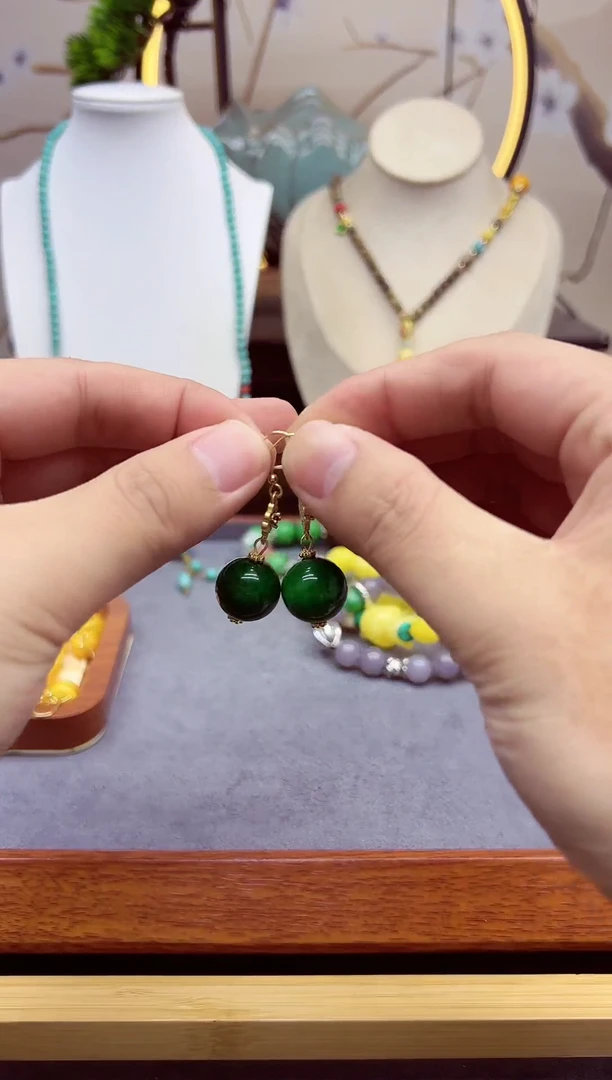 【闪购商品】翡翠耳饰14K金镶嵌e192`````````