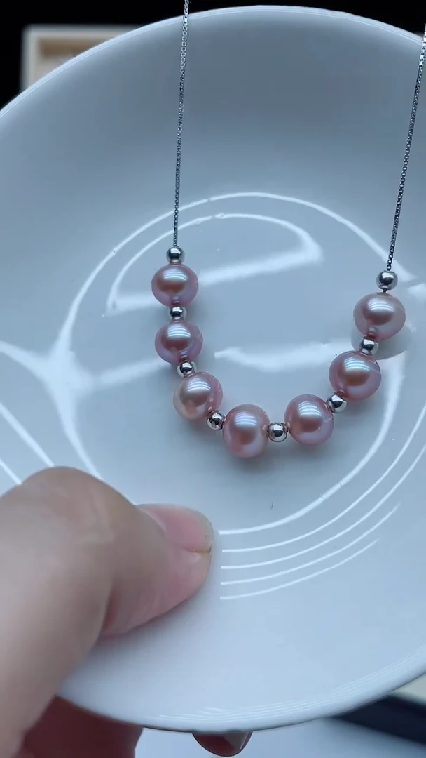 淡水珍珠银S925镶嵌项链项链多样性发其一