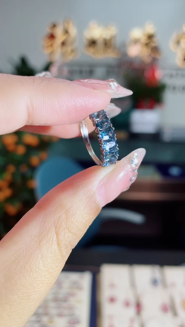 【闪购商品】海蓝宝石戒指银S925镶嵌戒指