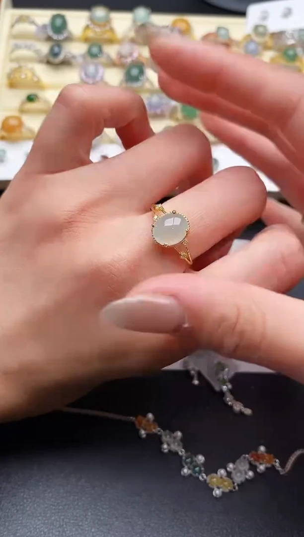 【闪购商品】翡翠戒指银S925镶嵌111111+3