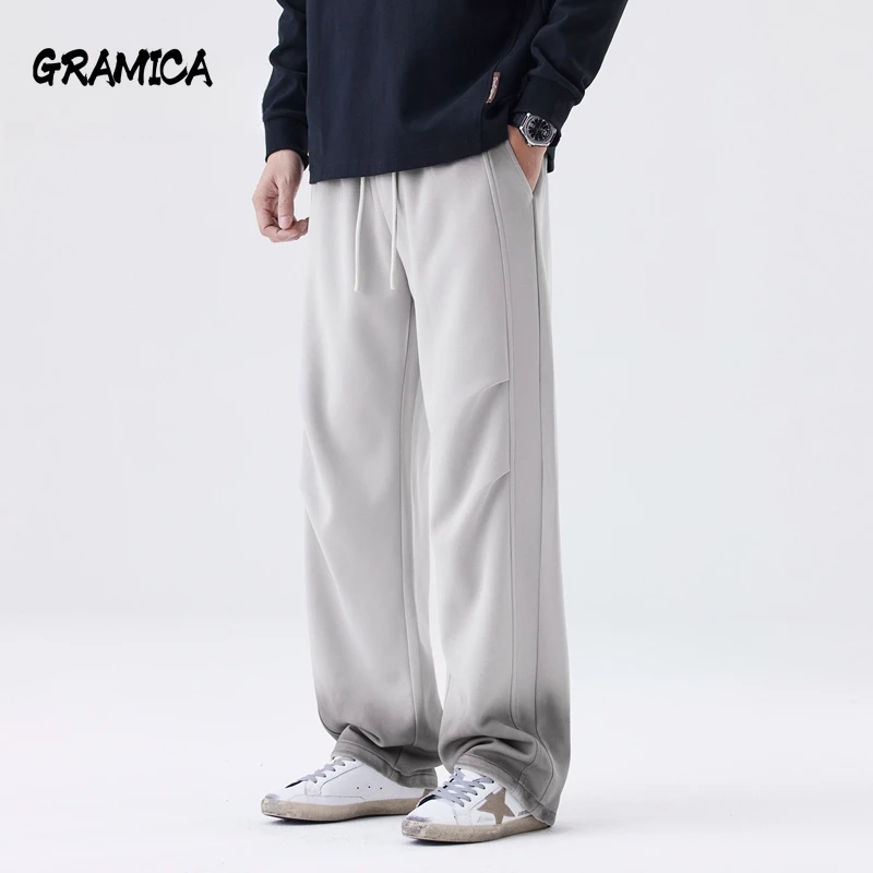 GRAMICA男士渐变垂感春秋休闲裤运动直筒百搭薄款宽松夏季潮流裤