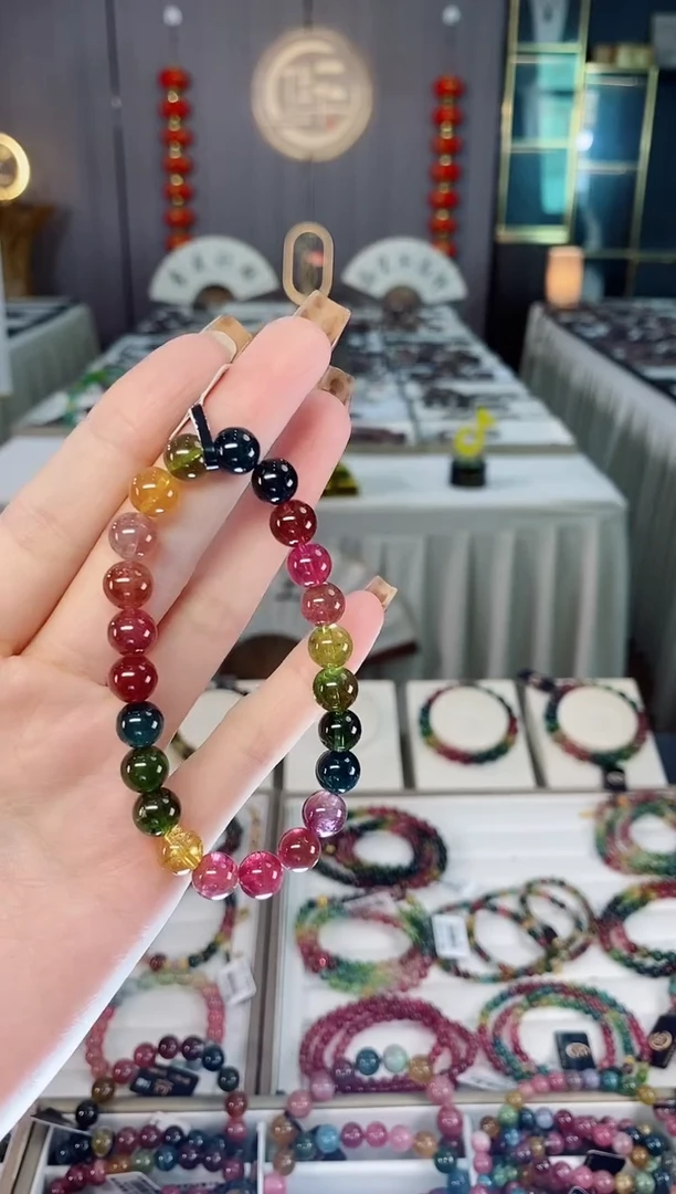 未镶嵌老矿碧玺色标高透单圈手串8mm+碧玺dan多样性发货一条