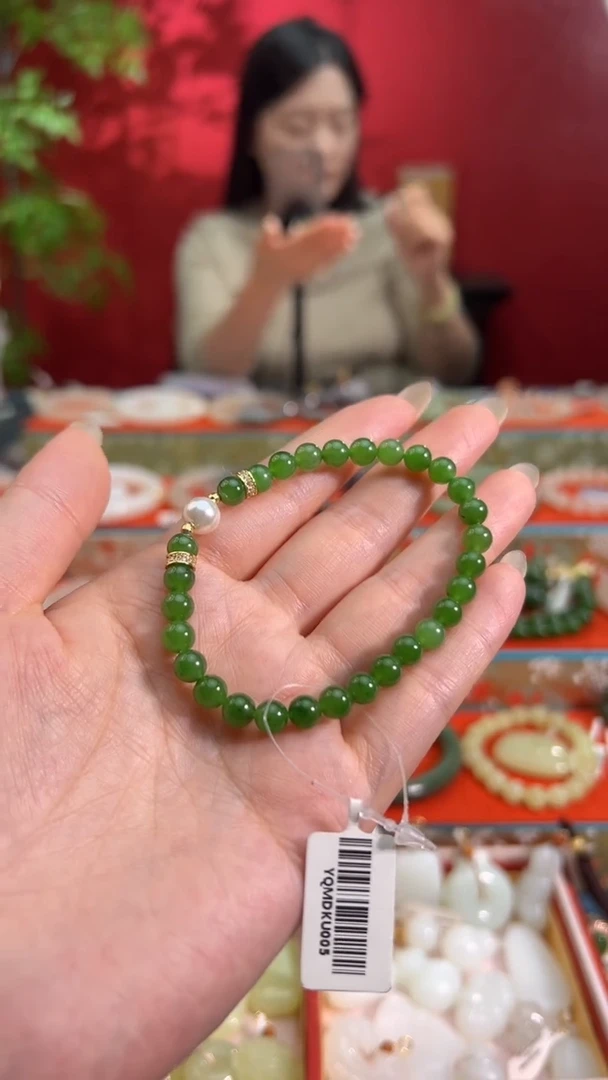 未镶嵌手串和田玉碧玉阳绿手串