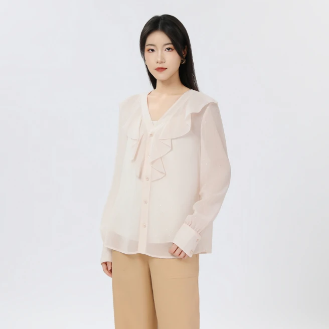 AMASS/阿玛施早春简约舒适衬衣松弛感微透百搭显瘦衬衫女530032