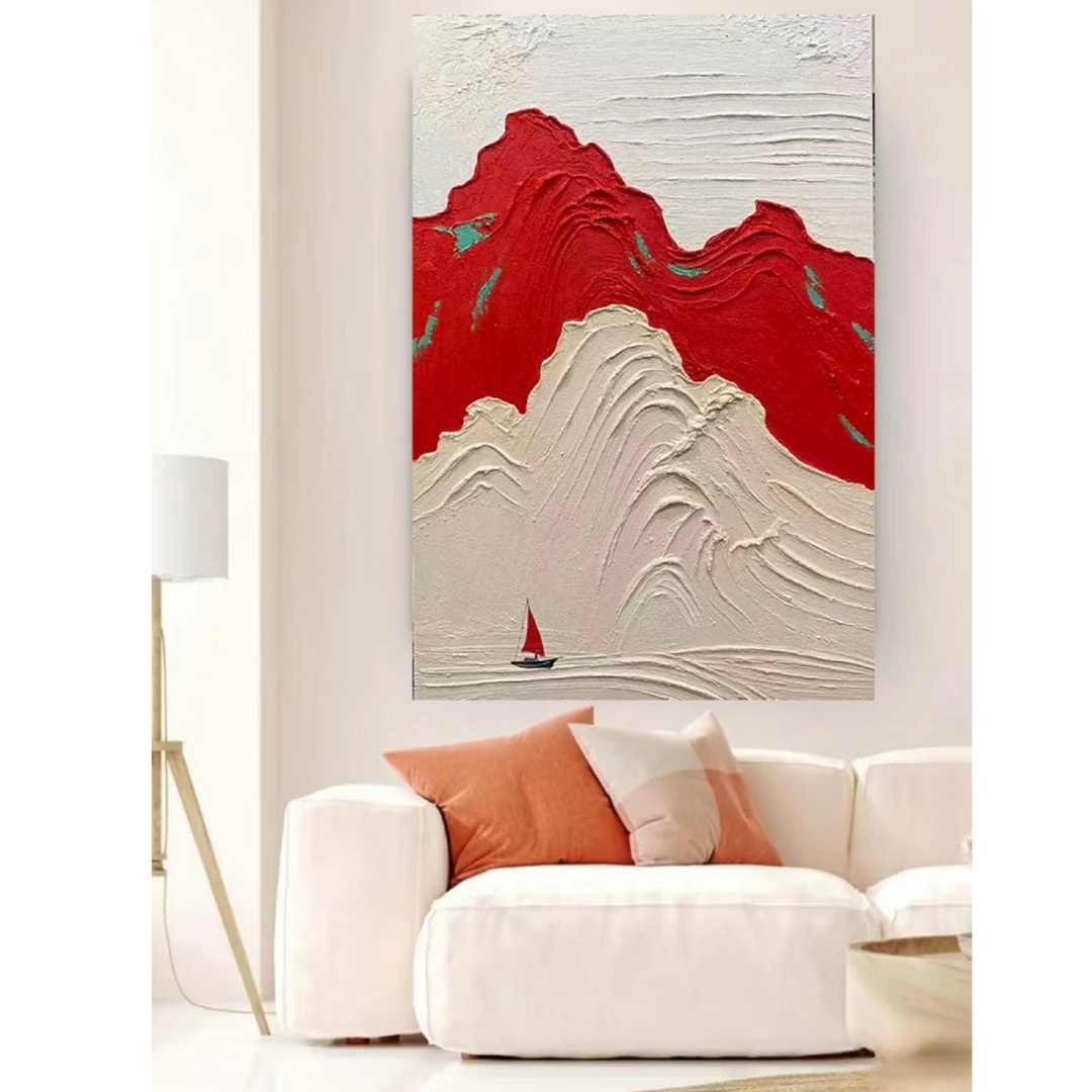 抽象红色色块客厅卧室床头墙面装饰挂画客厅背景墙挂画