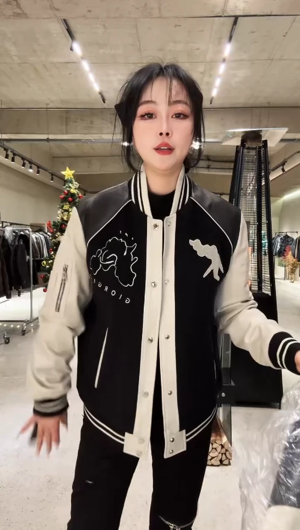 咳*50码（125-140斤）男士真皮拼接羊毛棉夹克