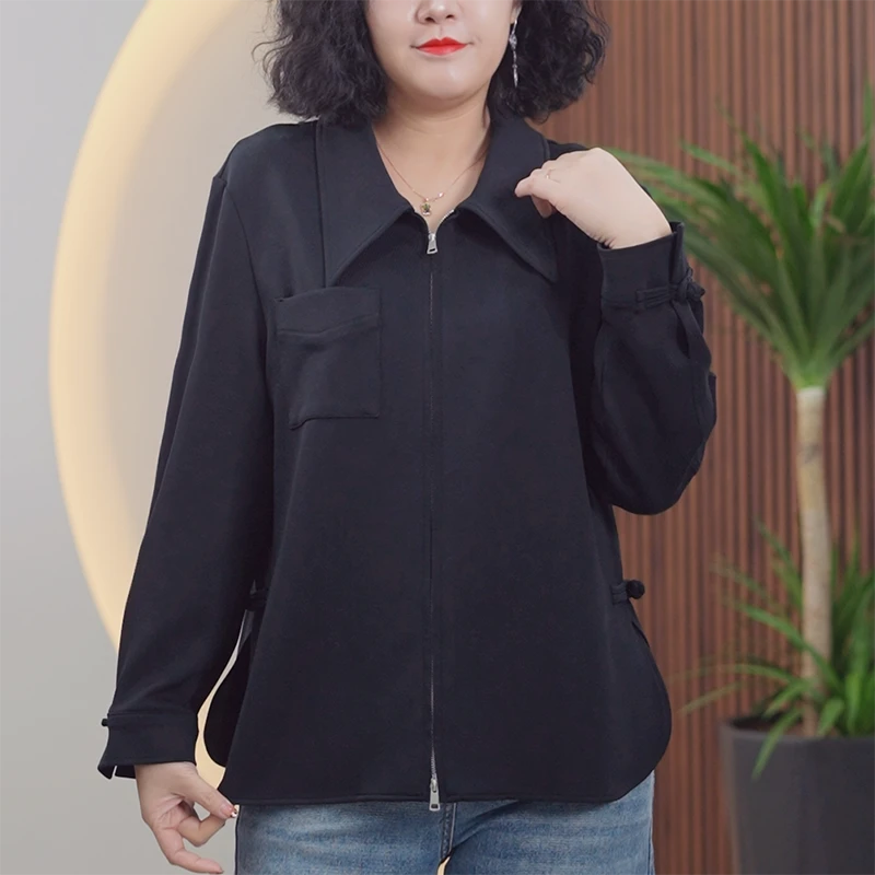 莫代尔伊士曼醋酸盘扣衬衫女大码弹力软糯垂抗皱复古国风春季外套