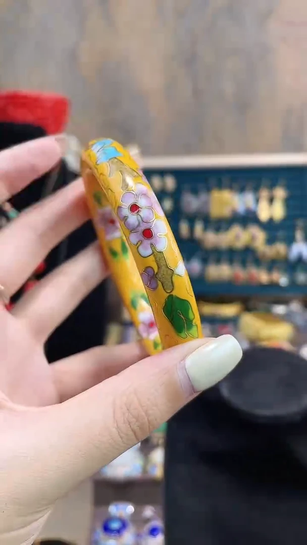 非遗手工景泰蓝镯子黄色