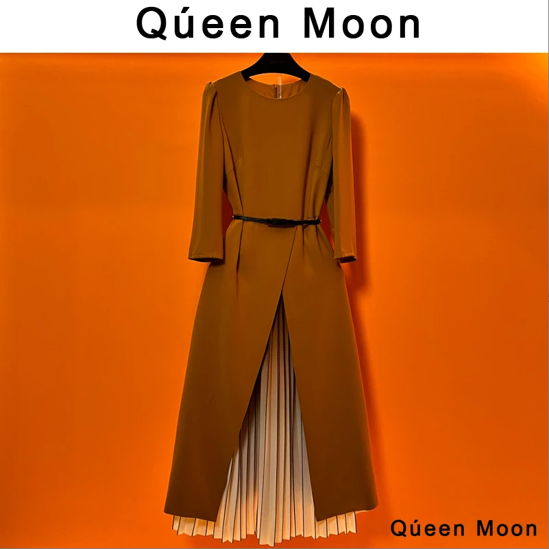 编码65【QúeenMoon】经典轻奢百搭显瘦连衣裙拼接长裙女 (定制女装)