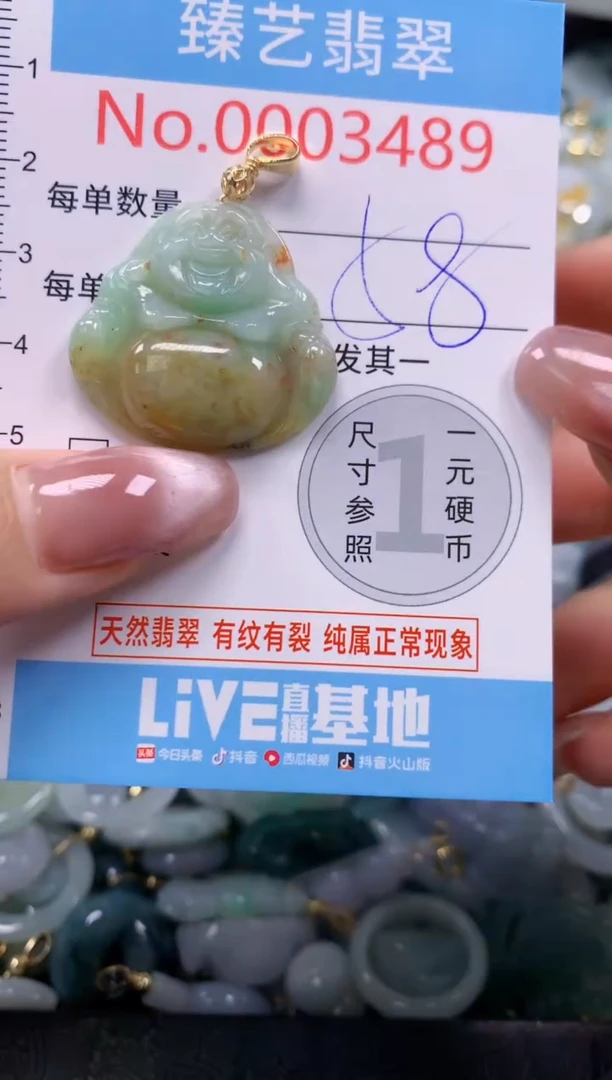 翡翠未镶嵌颈饰含绳0003489