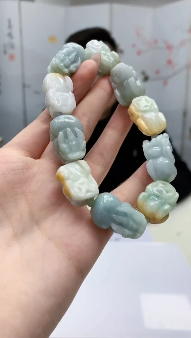 【闪购商品】定制翡翠未镶嵌5152jw-毛货手串45