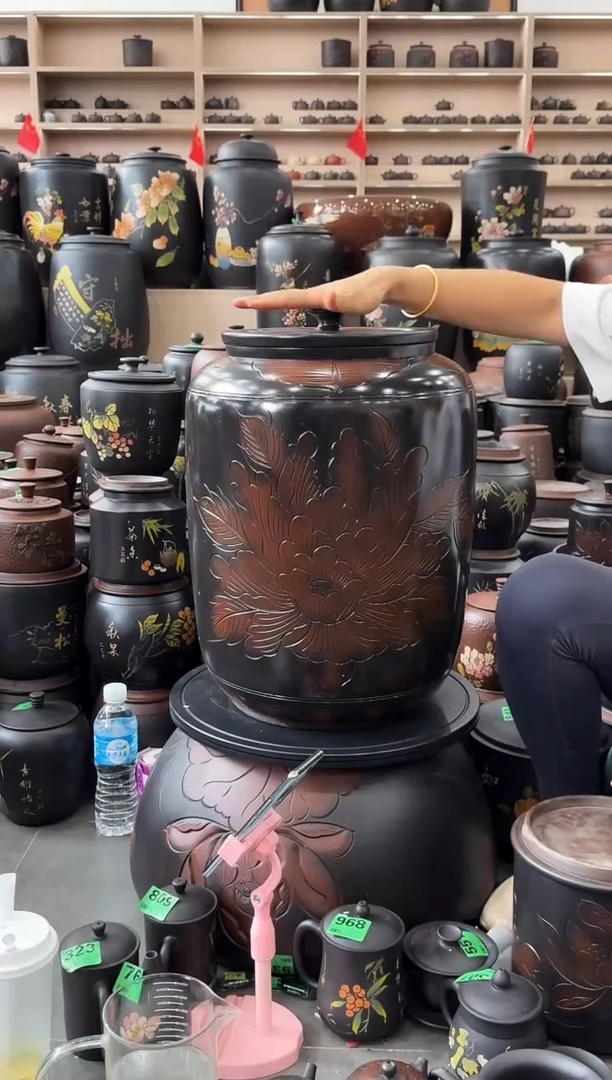 罐瑕疵茶缸高50cm 牡丹花 035