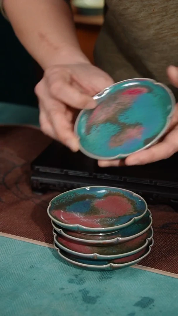 【闪购商品】77-5花口杯垫（王建勋 带红窑变随机