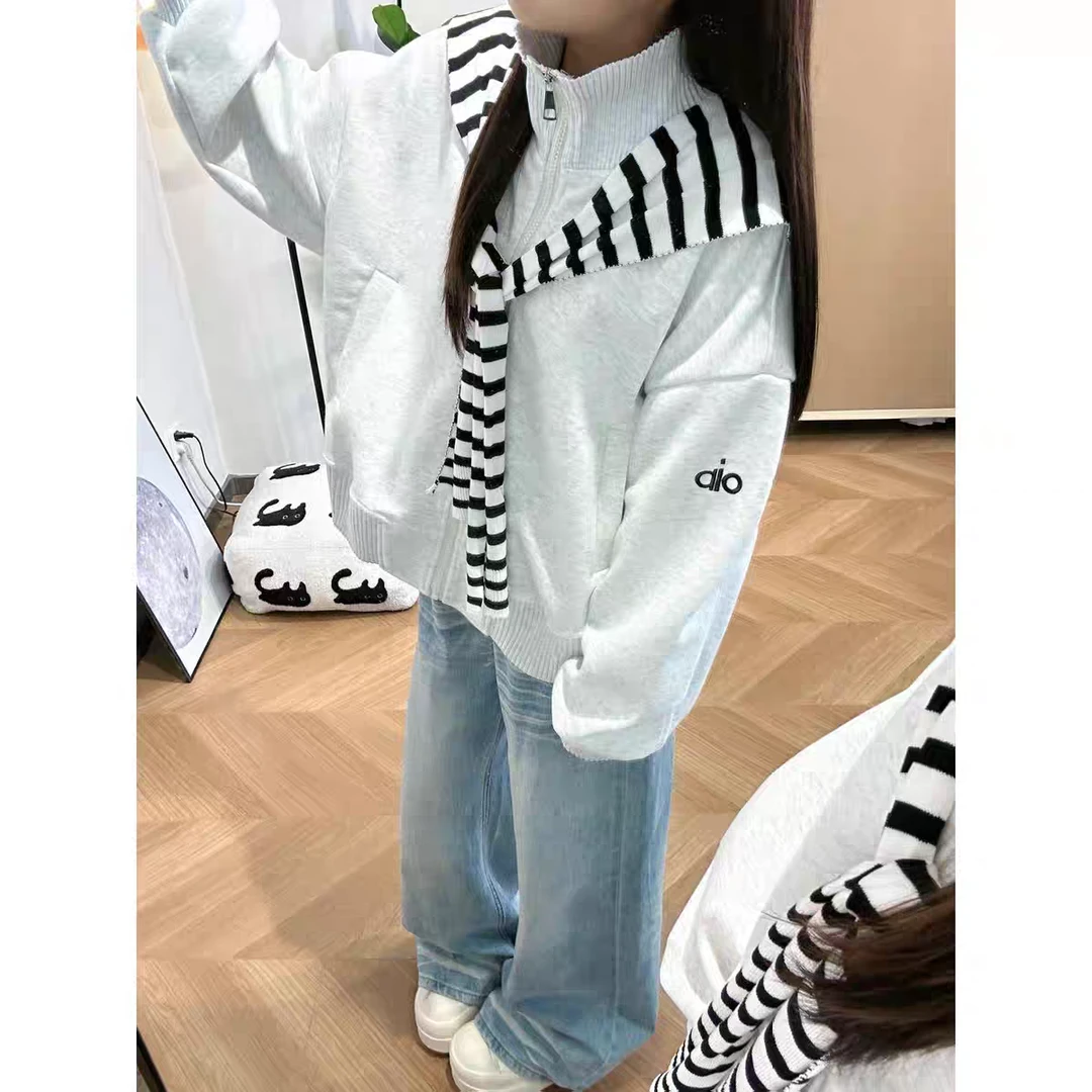 韩系学院风休闲女秋款宽松长袖卫衣条纹披肩减龄小个子上衣45971