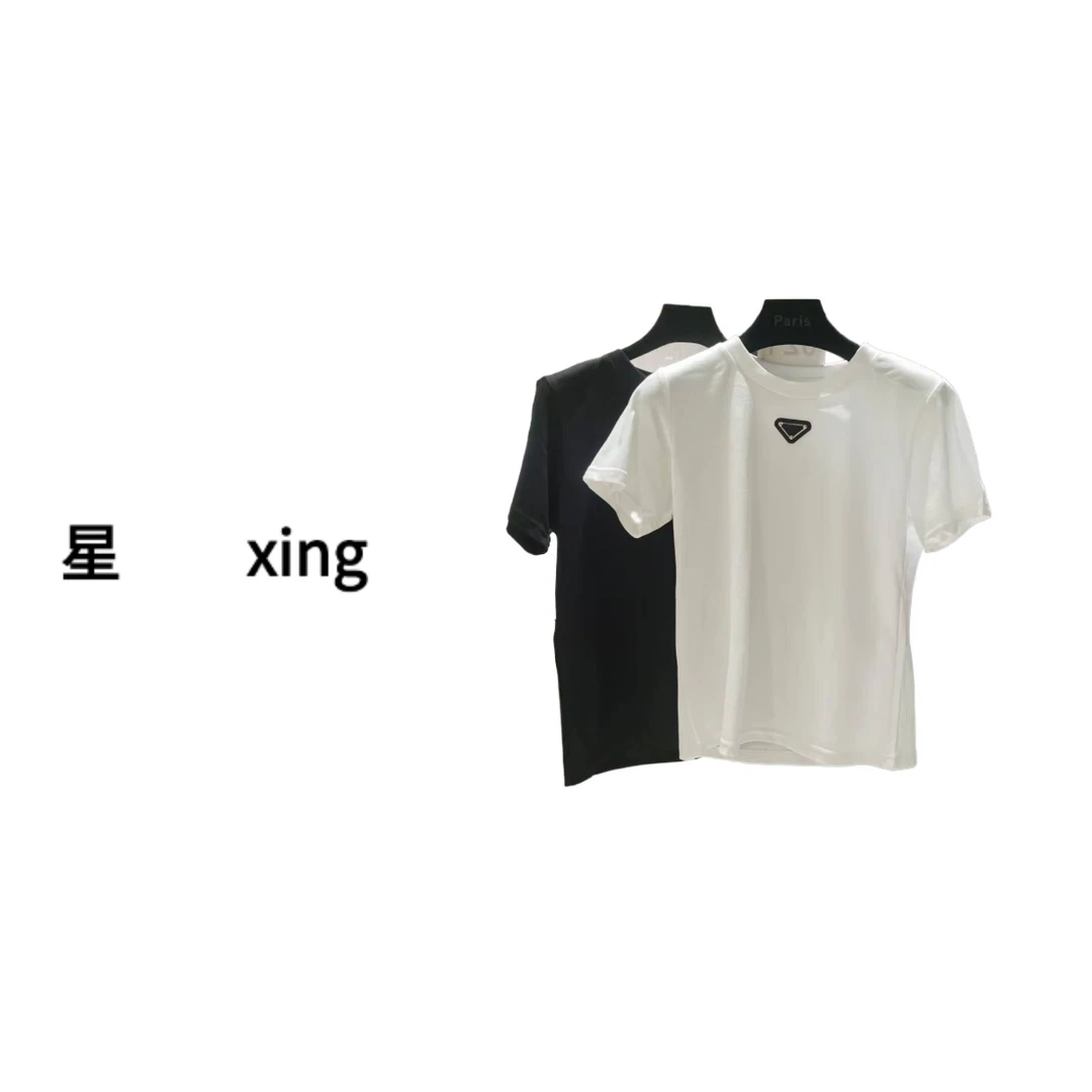 093黑白三角P中T夏装简约新款套头显瘦百搭T恤上衣(Q)54087