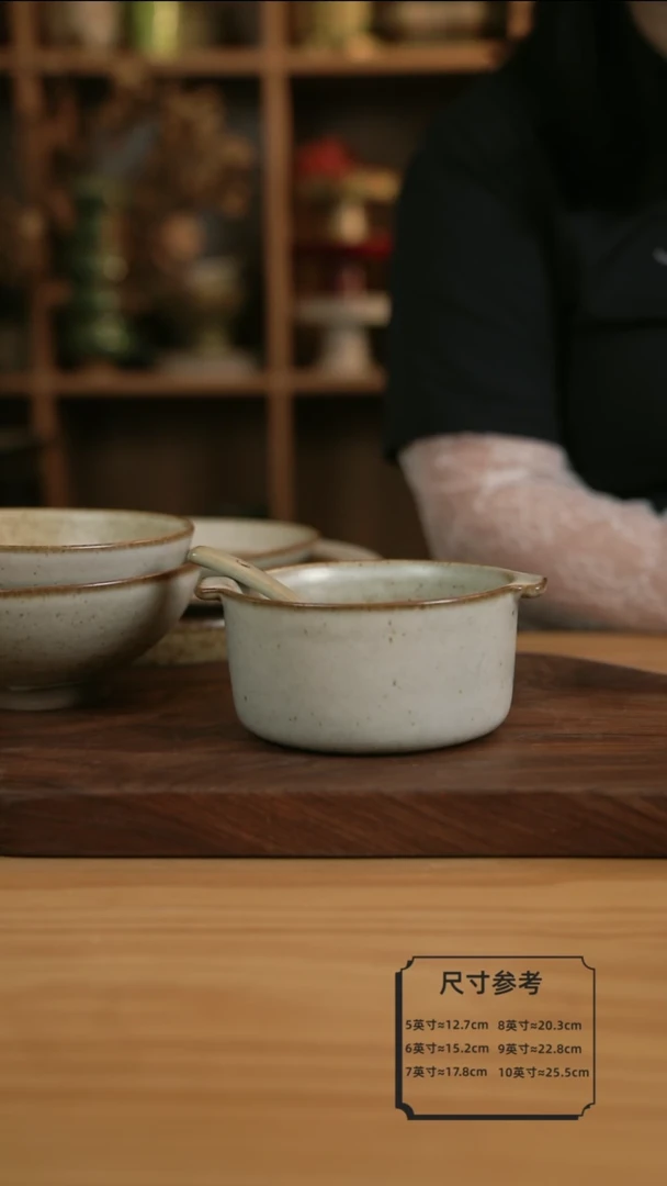 B006奶奶系列的双耳早餐碗加勺子【壶