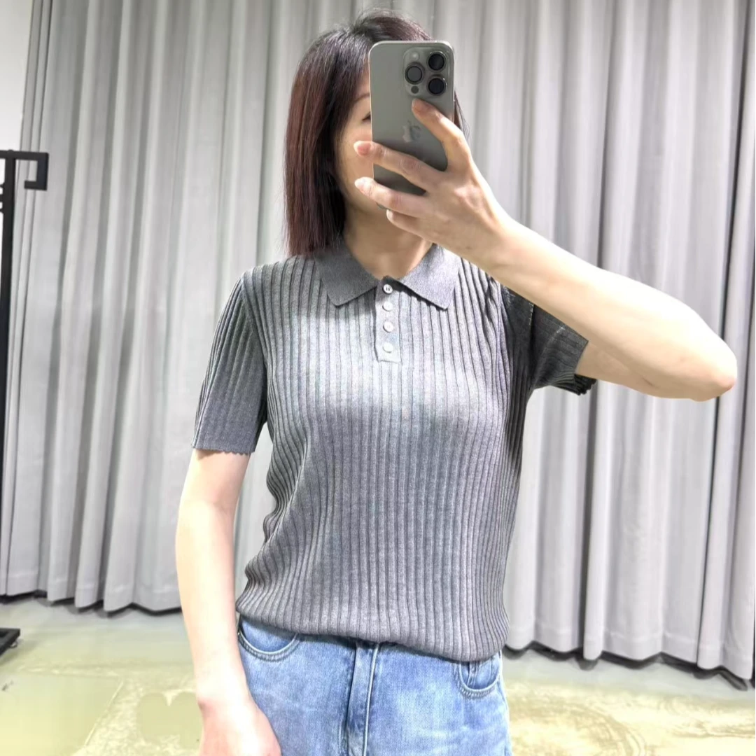 源头厂家直销女2025夏季新款polo领套头针织衫休闲百搭冰丝上衣