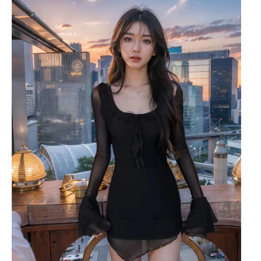 纯欲风网纱性感辣妹包臀短裙